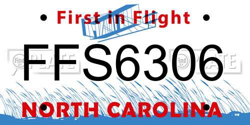FFS6306 North Carolina License Plate