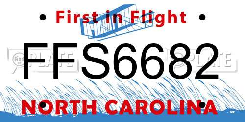 FFS6682 North Carolina License Plate