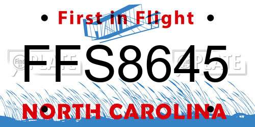 FFS8645 North Carolina License Plate