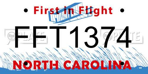 FFT1374 North Carolina License Plate