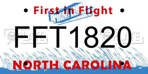 FFT1820 North Carolina License Plate