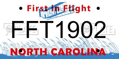 FFT1902 North Carolina License Plate