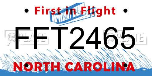 FFT2465 North Carolina License Plate