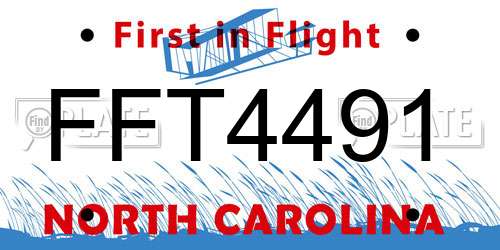 FFT4491 North Carolina License Plate