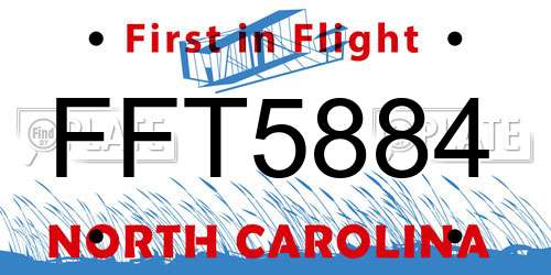 FFT5884 North Carolina License Plate
