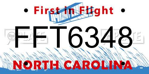 FFT6348 North Carolina License Plate