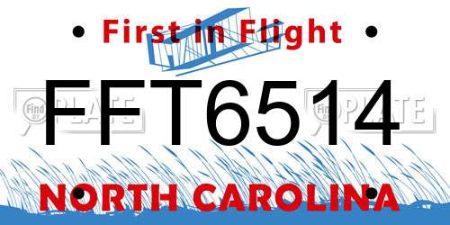 FFT6514 North Carolina License Plate