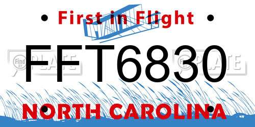FFT6830 North Carolina License Plate