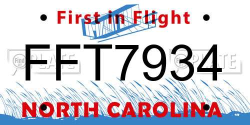 FFT7934 North Carolina License Plate