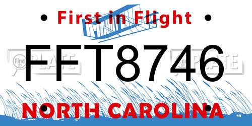 FFT8746 North Carolina License Plate