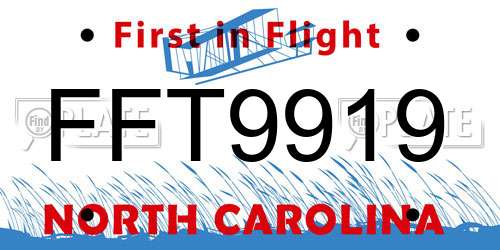 FFT9919 North Carolina License Plate