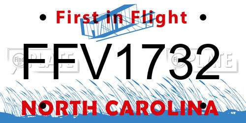 FFV1732 North Carolina License Plate