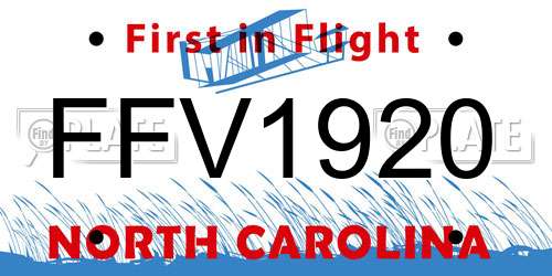 FFV1920 North Carolina License Plate