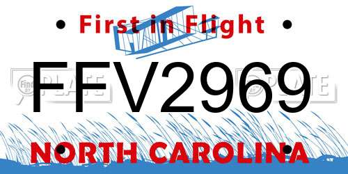 FFV2969 North Carolina License Plate