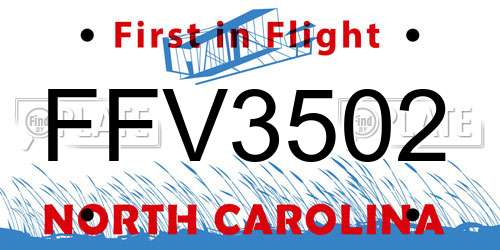 FFV3502 North Carolina License Plate