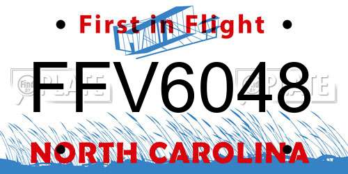 FFV6048 North Carolina License Plate