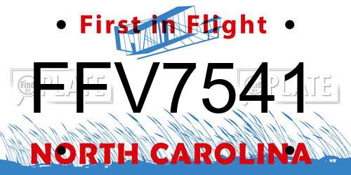 FFV7541 North Carolina License Plate