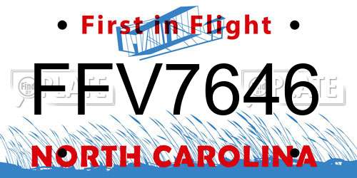FFV7646 North Carolina License Plate