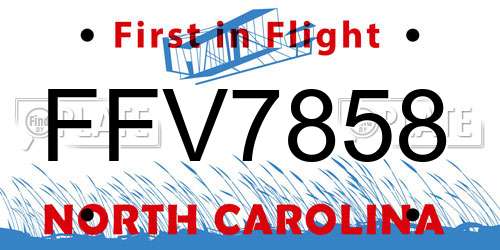 FFV7858 North Carolina License Plate