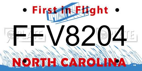 FFV8204 North Carolina License Plate