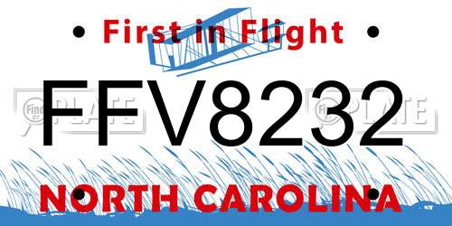 FFV8232 North Carolina License Plate