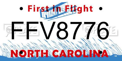 FFV8776 North Carolina License Plate