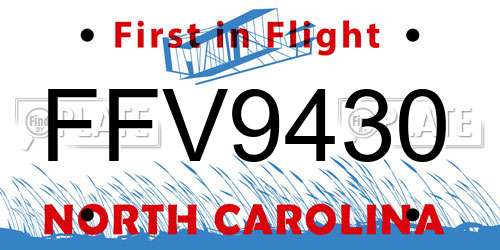 FFV9430 North Carolina License Plate
