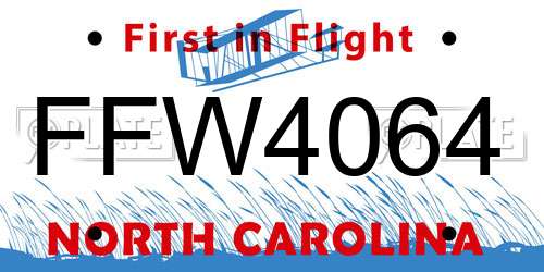 FFW4064 North Carolina License Plate