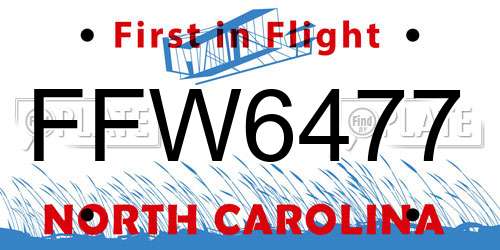 FFW6477 North Carolina License Plate