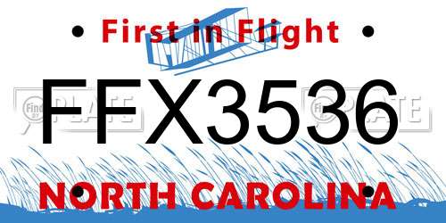 FFX3536 North Carolina License Plate