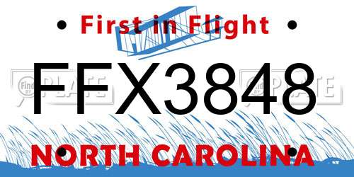 FFX3848 North Carolina License Plate