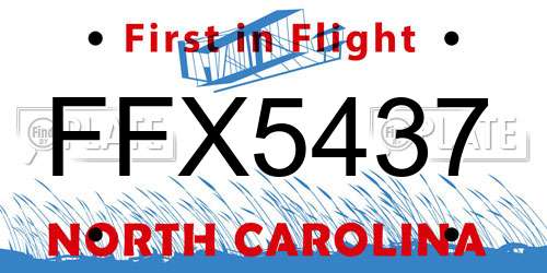 FFX5437 North Carolina License Plate