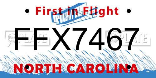 FFX7467 North Carolina License Plate