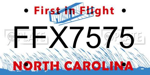 FFX7575 North Carolina License Plate