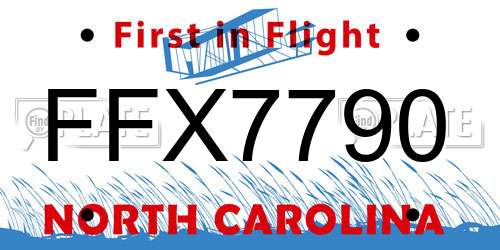 FFX7790 North Carolina License Plate