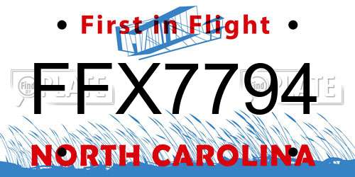 FFX7794 North Carolina License Plate