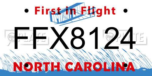FFX8124 North Carolina License Plate