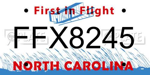 FFX8245 North Carolina License Plate
