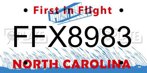 FFX8983 North Carolina License Plate