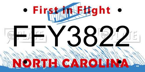 FFY3822 North Carolina License Plate