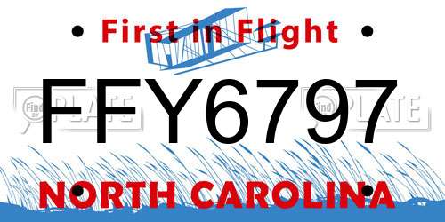 FFY6797 North Carolina License Plate