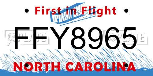 FFY8965 North Carolina License Plate