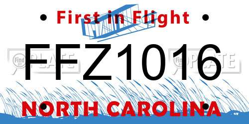 FFZ1016 North Carolina License Plate