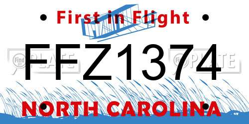 FFZ1374 North Carolina License Plate