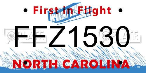 FFZ1530 North Carolina License Plate