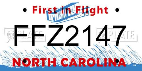 FFZ2147 North Carolina License Plate