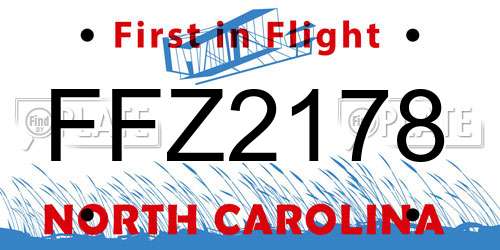 FFZ2178 North Carolina License Plate