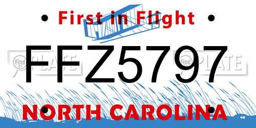 FFZ5797 North Carolina License Plate