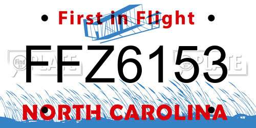 FFZ6153 North Carolina License Plate