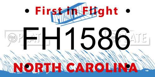 FH1586 North Carolina License Plate